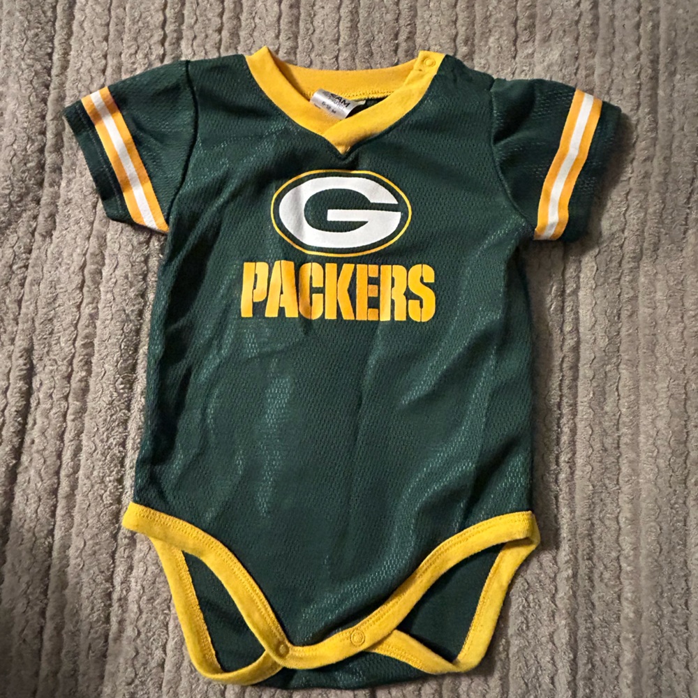 Vintage NFL Green Bay Packers Green and Yellow Baby Jersey